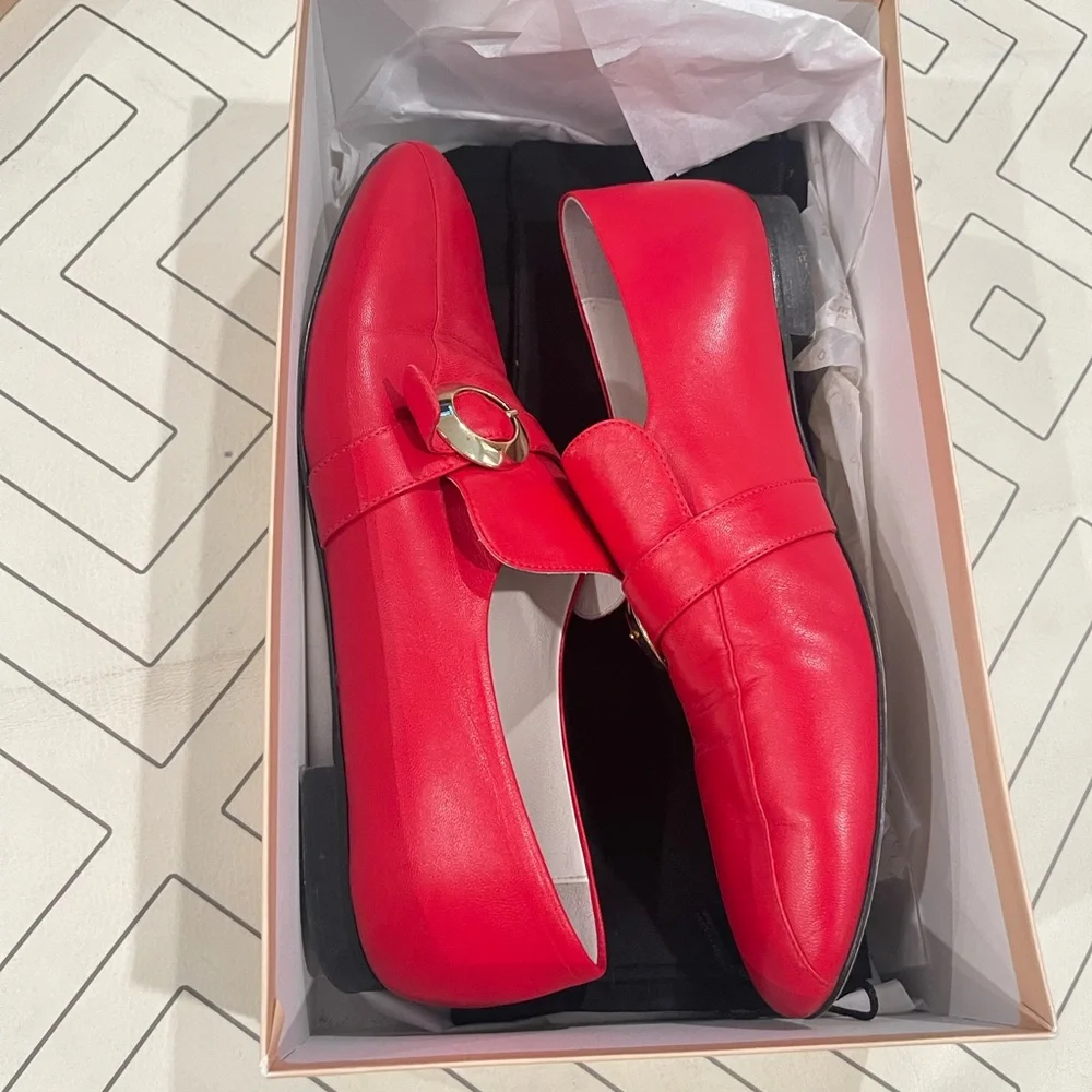 Daniella Shevel Red Leather Loafers - Picture 15 of 15